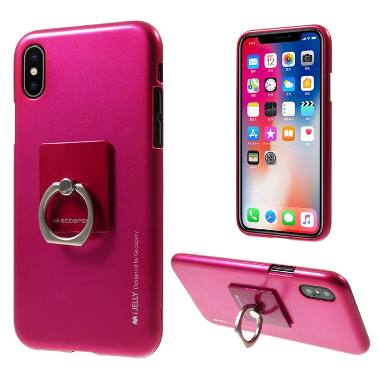 

MERCURY GOOSPERY i JELLY Kickstand Ring TPU Phone Case for iPhone XS / X 5.8 inch - Rose