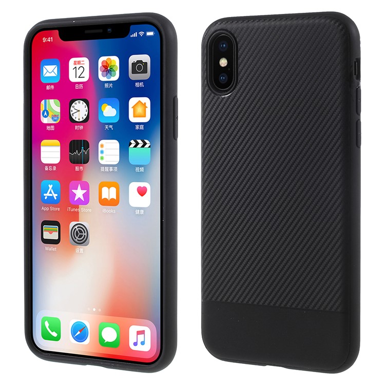 

Углеродного Волокна Текстура Мягкие TPU Сотового Телефона Чехол Для IPhone Х 5,8 Дюйма - черный, iPhone XS 5.8 inch
