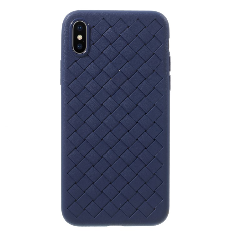 

Woven Pattern TPU Shell Cover Case for iPhone XS/X 5.8 inch - Dark Blue