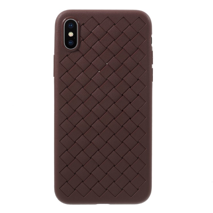 

Woven Pattern TPU Flexible Case for iPhone XS/X 5.8 inch - Brown