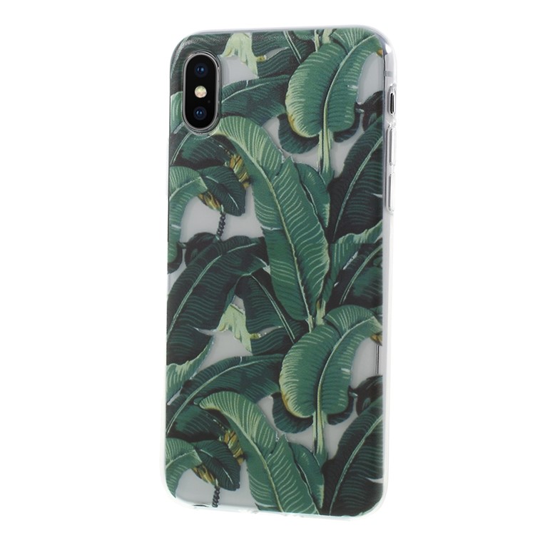 Impression de motifs TPU Housse en gel pour iPhone X (Dix) - Feuilles vertes-2