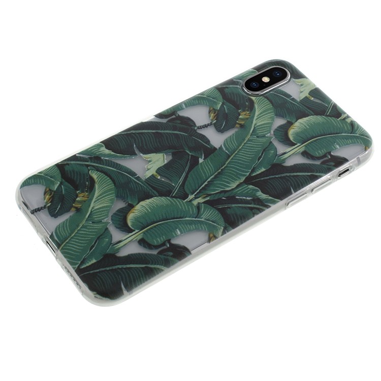 Impression de motifs TPU Housse en gel pour iPhone X (Dix) - Feuilles vertes-4