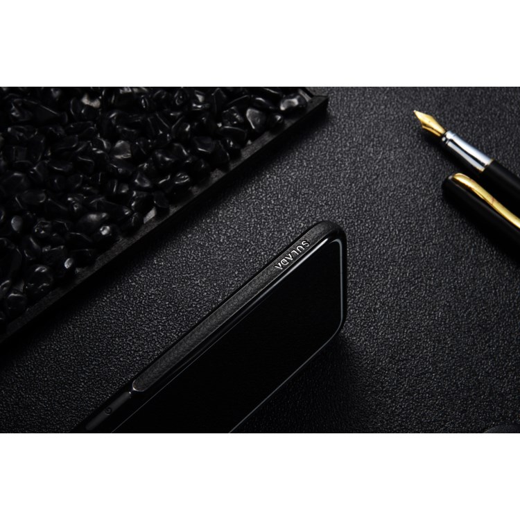 SULADA Classic Series Litchi Skin PU Leather Coated TPU Phone Case for iPhone X 5.8 inch Built-in Magnetic Holder Metal Sheet - Black-14