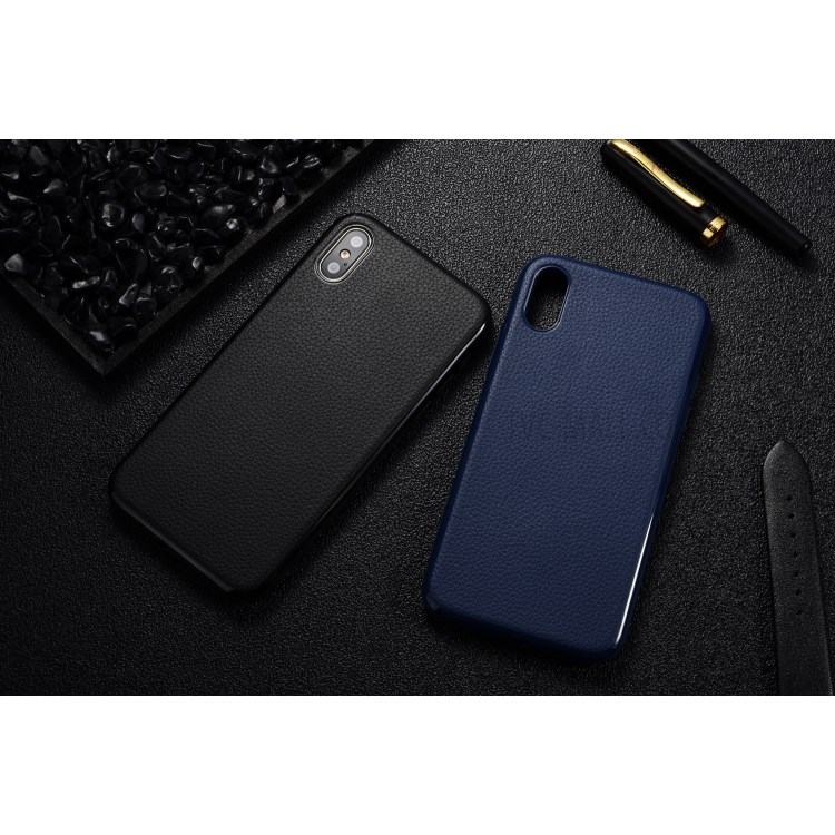 SULADA Classic Series Litchi Skin PU Leather Coated TPU Phone Case for iPhone X 5.8 inch Built-in Magnetic Holder Metal Sheet - Black-15