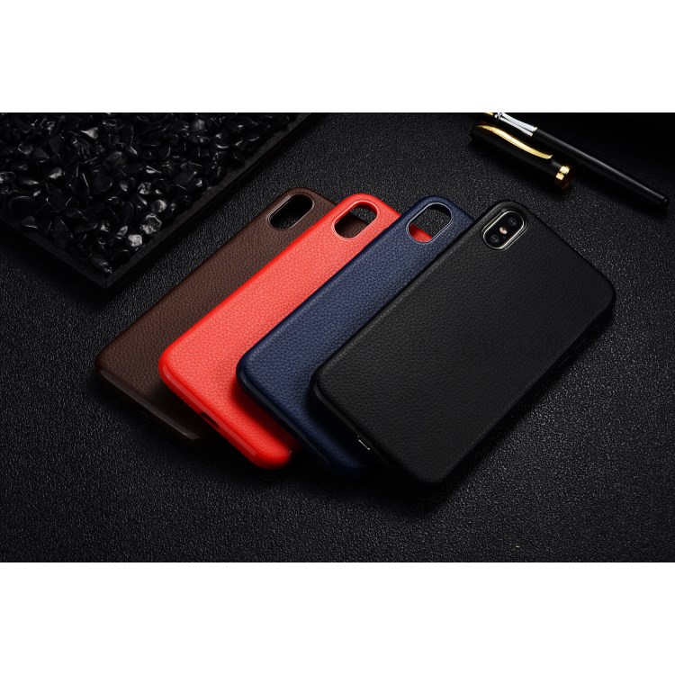 SULADA Classic Series Litchi Skin PU Leather Coated TPU Phone Case for iPhone X 5.8 inch Built-in Magnetic Holder Metal Sheet - Black-18