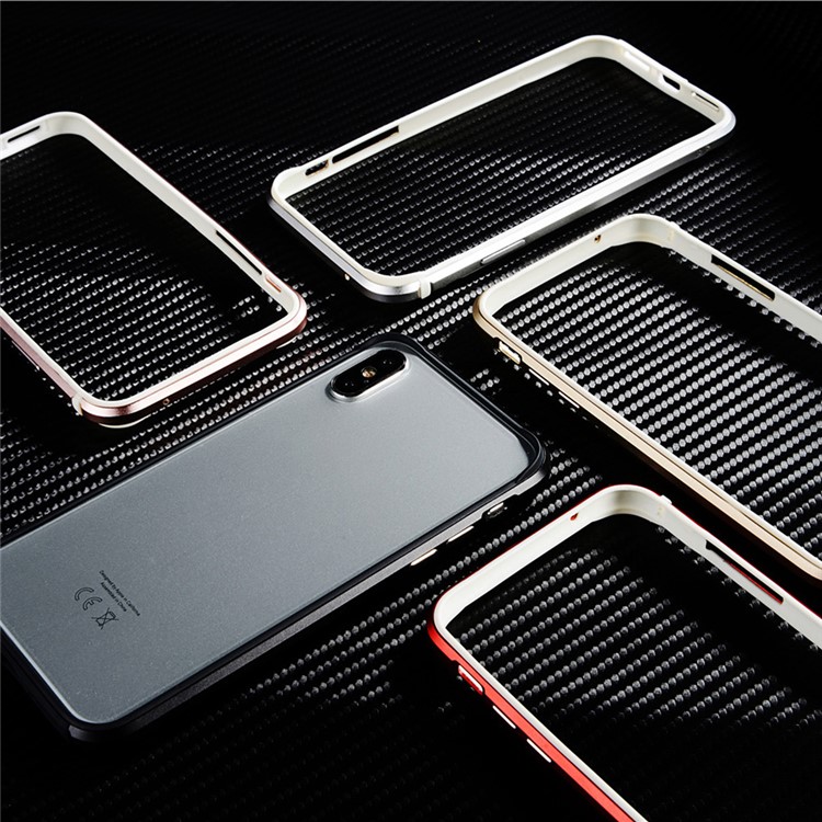 SULADA TPU Chapado en Aleación de Aluminio de Parachoques Borde de la Cubierta para el iPhone X / 10 de 5.8 pulgadas - Oro-10