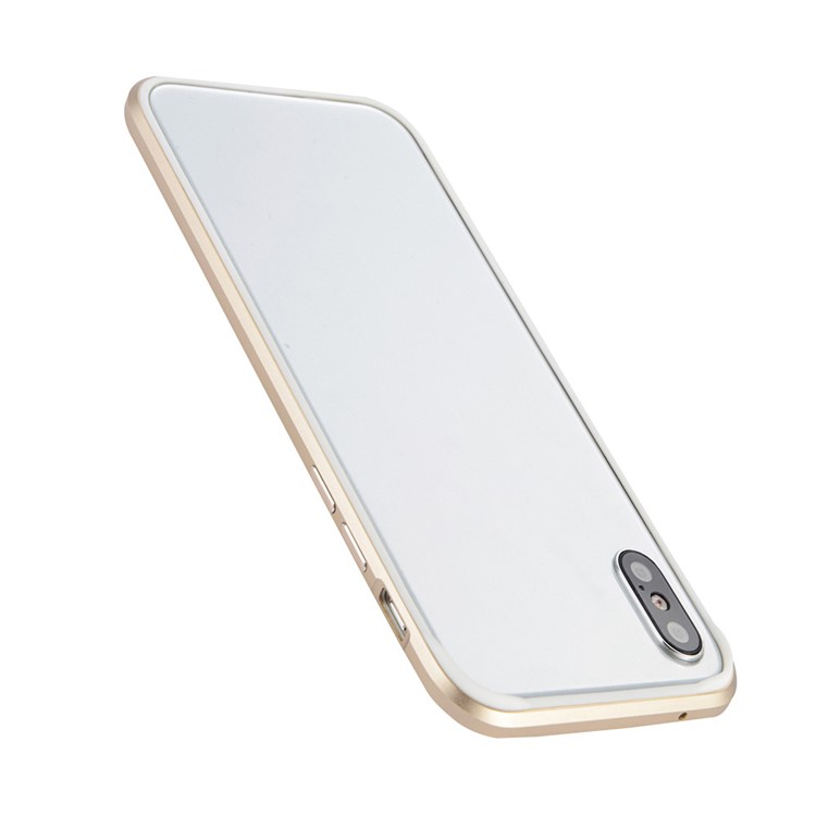 SULADA TPU Chapado en Aleación de Aluminio de Parachoques Borde de la Cubierta para el iPhone X / 10 de 5.8 pulgadas - Oro-7