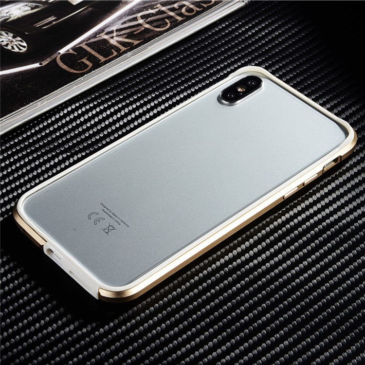 SULADA TPU Chapado en Aleación de Aluminio de Parachoques Borde de la Cubierta para el iPhone X / 10 de 5.8 pulgadas - Oro-9