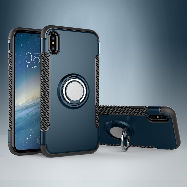 

Для iPhone х 5,8 дюймов ПК + ТПУ 2-в-1 магнитный Автомобильный держатель кольцо держатель подставка мобильного телефона Чехол - детские синий