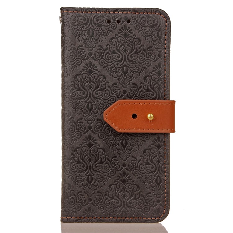 Imprinted European-style Pattern Leather Wallet Stand Mobile Shell for iPhone X 5.8 inch - Black-2