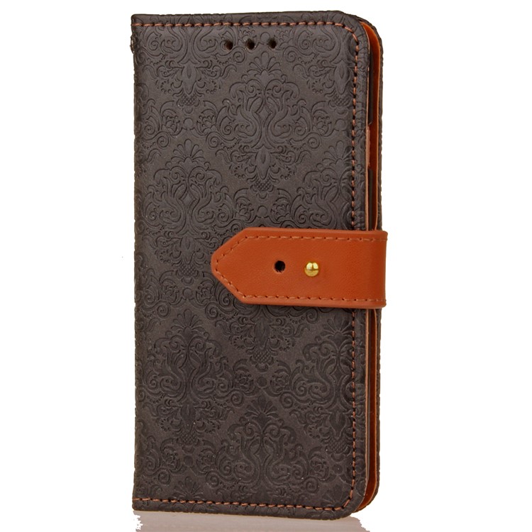 Imprinted European-style Pattern Leather Wallet Stand Mobile Shell for iPhone X 5.8 inch - Black-4