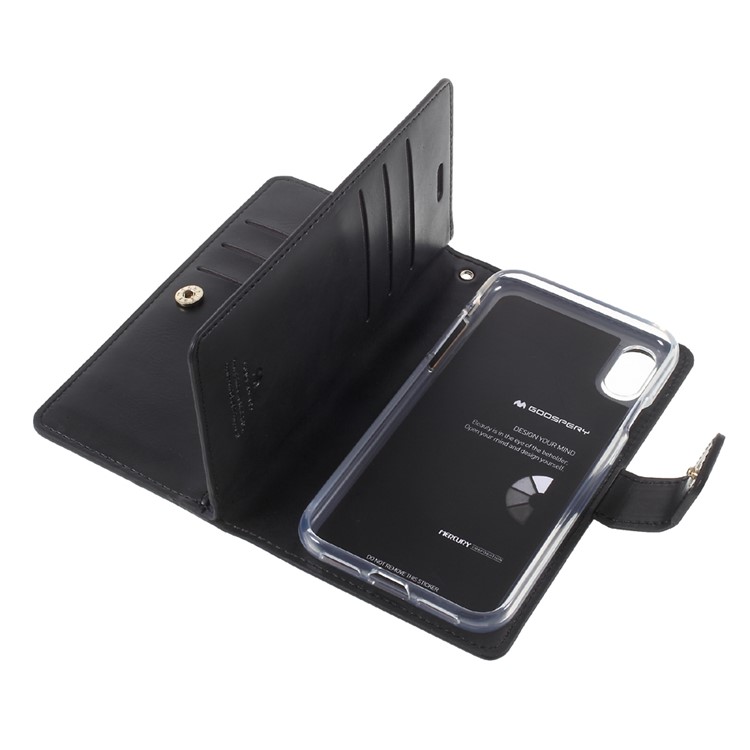 MERCURY GOOSPERY Mansoor Carteira Crazy Horse Diary Leather Cover para iPhone X - negro-10