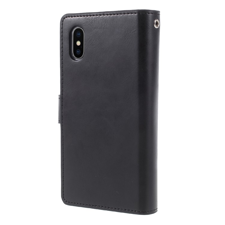 MERCURY GOOSPERY Mansoor Carteira Crazy Horse Diary Leather Cover para iPhone X - negro-2