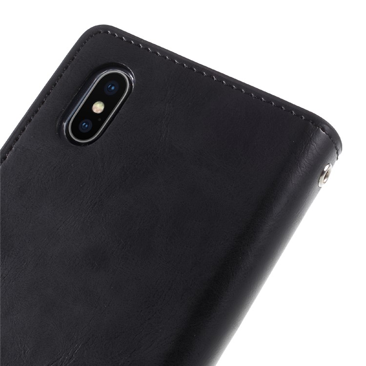 MERCURY GOOSPERY Mansoor Carteira Crazy Horse Diary Leather Cover para iPhone X - negro-6