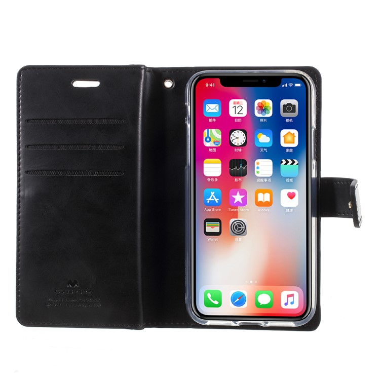 MERCURY GOOSPERY Mansoor Carteira Crazy Horse Diary Leather Cover para iPhone X - negro-7