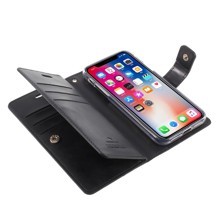 MERCURY GOOSPERY Mansoor Carteira Crazy Horse Diary Leather Cover para iPhone X - negro-9