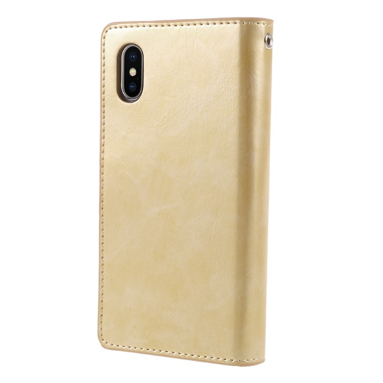 MERCURY GOOSPERY Mansoor Wallet Crazy Horse Diary Caixa de telefone celular para iPhone X - ouro-2