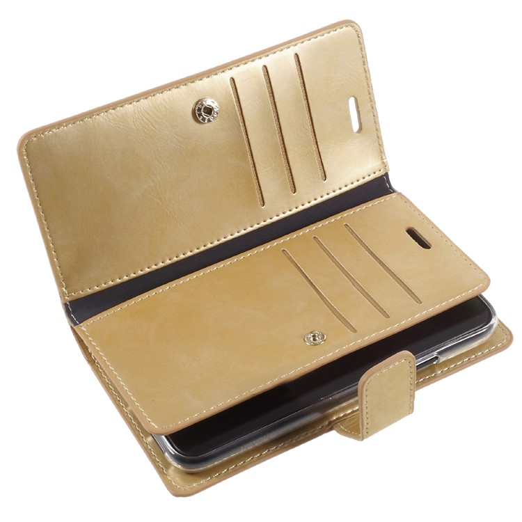 MERCURY GOOSPERY Mansoor Wallet Crazy Horse Diary Caixa de telefone celular para iPhone X - ouro-6