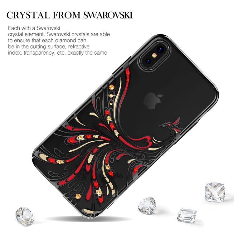 KAVARO Crystals Decor Electroplated Phoenix Pattern PC Hard Case for iPhone X 5.8 inch - Black-2