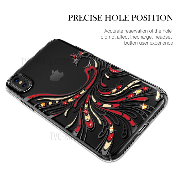KAVARO Crystals Decor Electroplated Phoenix Pattern PC Hard Case for iPhone X 5.8 inch - Black-6