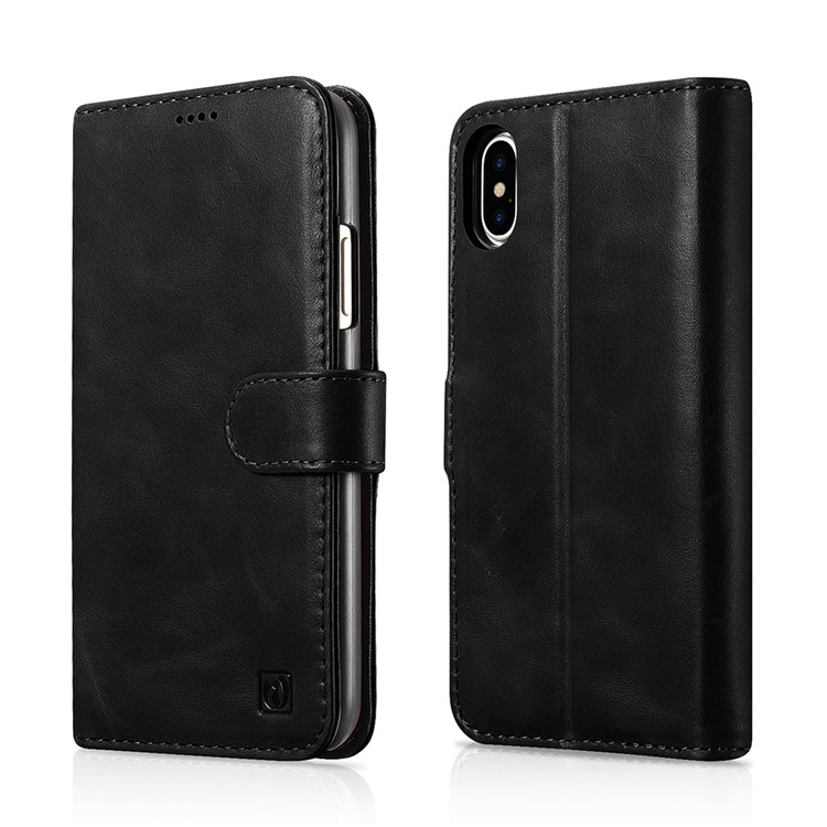 

ICARER Съемный 2-в-1 Подлинный Кожаный Чехол Для Мобильного Телефона Для Iphone X 5.8 Inch - Черный, iPhone X
