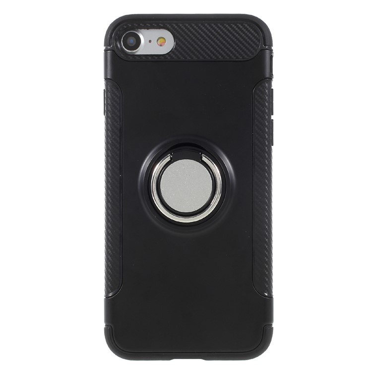 

Hybrid PC TPU 360 Degree Rotating Ring Kickstand Cover for iPhone 8 / 7 4.7 inch - Black