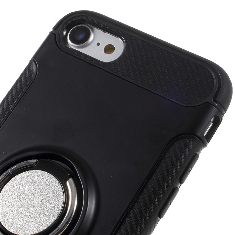 Hybrid PC TPU 360 Degree Rotating Ring Kickstand Cover for iPhone 8 / 7 4.7 inch - Black-4