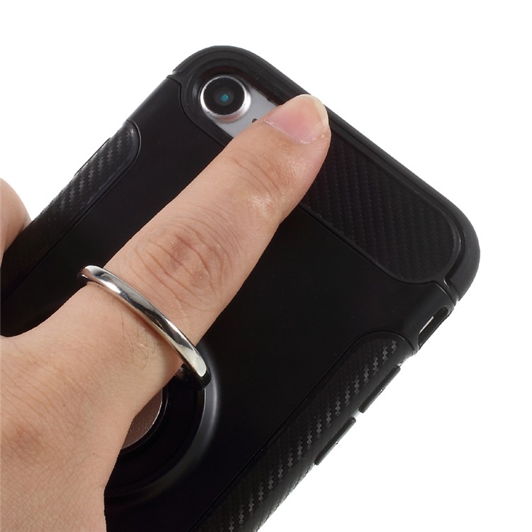 Hybrid PC TPU 360 Degree Rotating Ring Kickstand Cover for iPhone 8 / 7 4.7 inch - Black-8