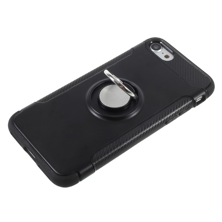 Hybrid PC TPU 360 Degree Rotating Ring Kickstand Cover for iPhone 8 / 7 4.7 inch - Black-9