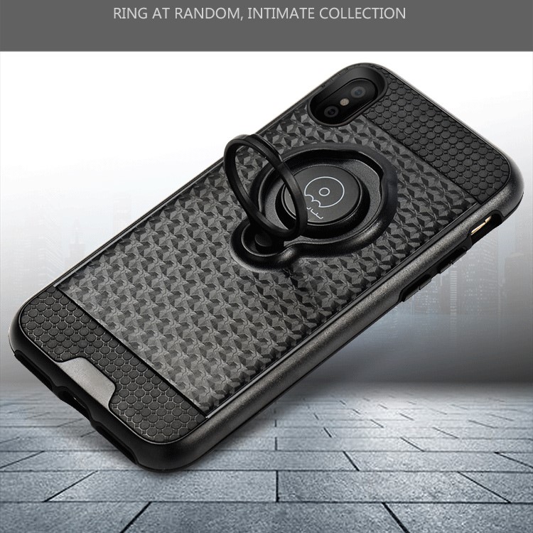WUW Magnetic Finger Ring Kickstand TPU PC Hybrid Phone Case for iPhone X/10 5.8 Inch - Black-4