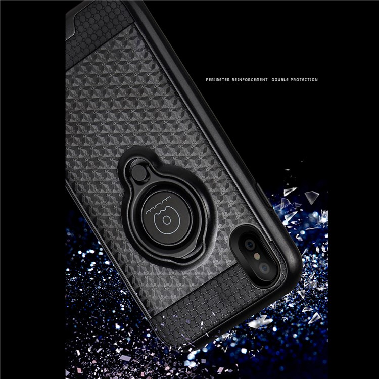 WUW Magnetic Finger Ring Kickstand TPU PC Hybrid Phone Case for iPhone X/10 5.8 Inch - Black-5