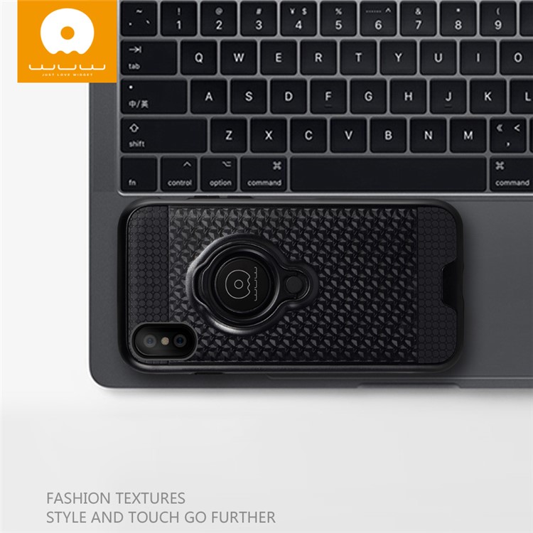 WUW Magnetic Finger Ring Kickstand TPU PC Hybrid Phone Case for iPhone X/10 5.8 Inch - Black-7