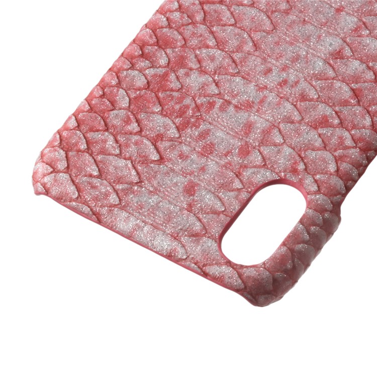 3D Snake Texture PU Leather Coated PC Back Case for iPhone X(Ten) 5.8 Inch - Red-3