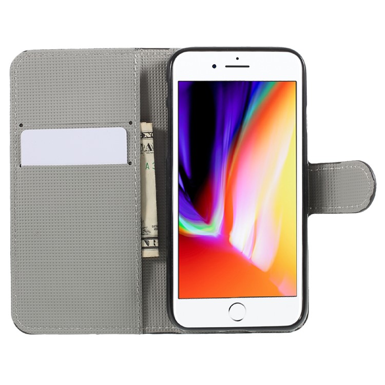 Pattern Printing PU Leather Magnetic Wallet Stand Protective Phone Shell for iPhone 8 / 7 4.7 inch - Blue Butterfly-6