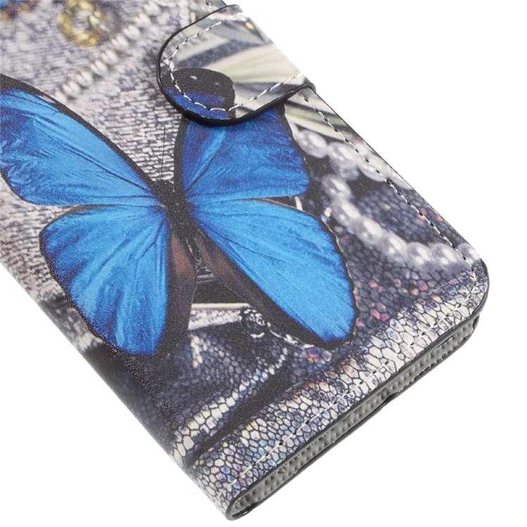 Pattern Printing PU Leather Magnetic Wallet Stand Protective Phone Shell for iPhone 8 / 7 4.7 inch - Blue Butterfly-7