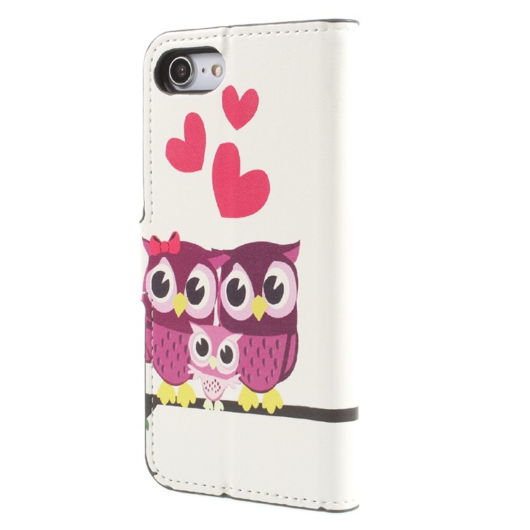 Impressão de padrões PU Leather Magnetic Wallet Stand Protective Phone Cover para iPhone 8 / 7 4.7 polegadas - coruja família-2