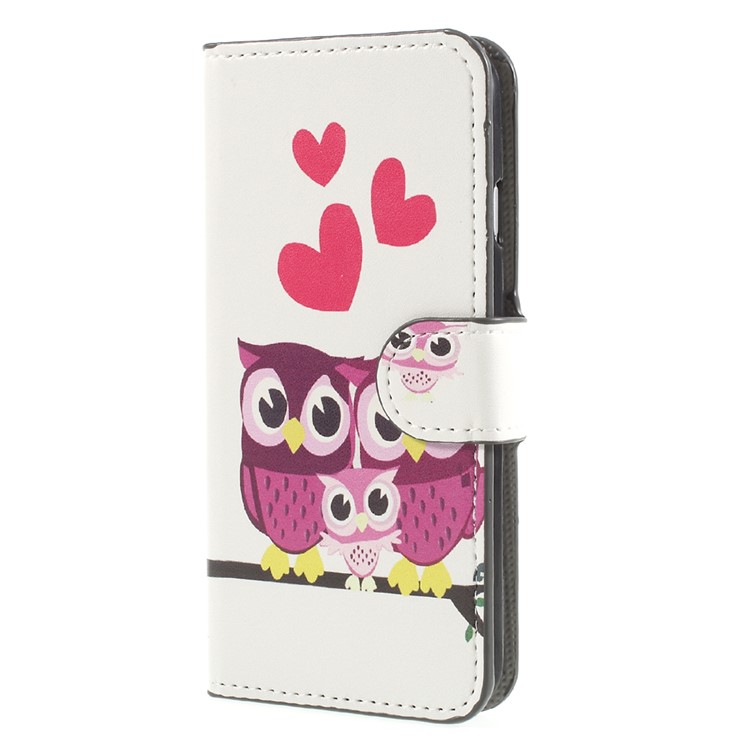 Impressão de padrões PU Leather Magnetic Wallet Stand Protective Phone Cover para iPhone 8 / 7 4.7 polegadas - coruja família-3