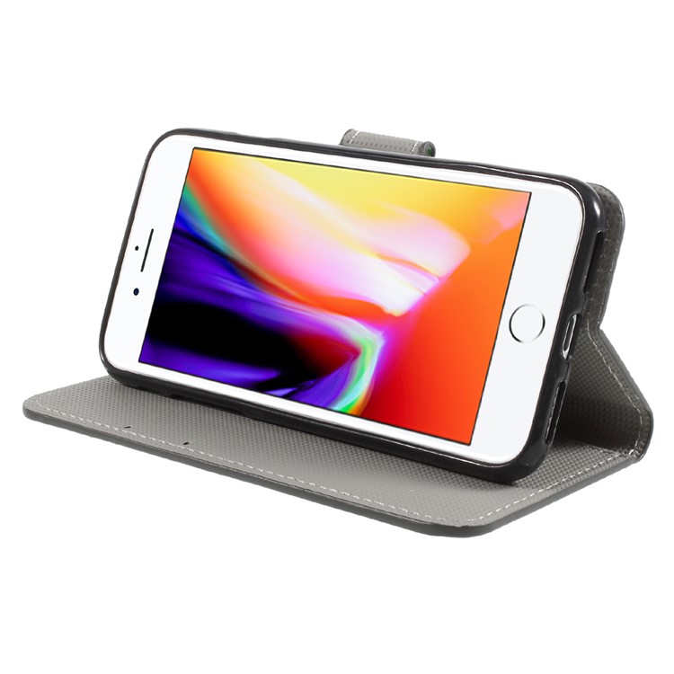 Impressão de padrões PU Leather Magnetic Wallet Stand Protective Phone Cover para iPhone 8 / 7 4.7 polegadas - coruja família-4
