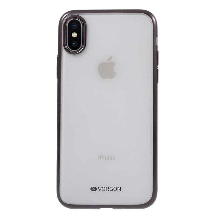 VORSON for iPhone X / 10 5.8 inch Crystal Clear Soft TPU Back Case - Black-2