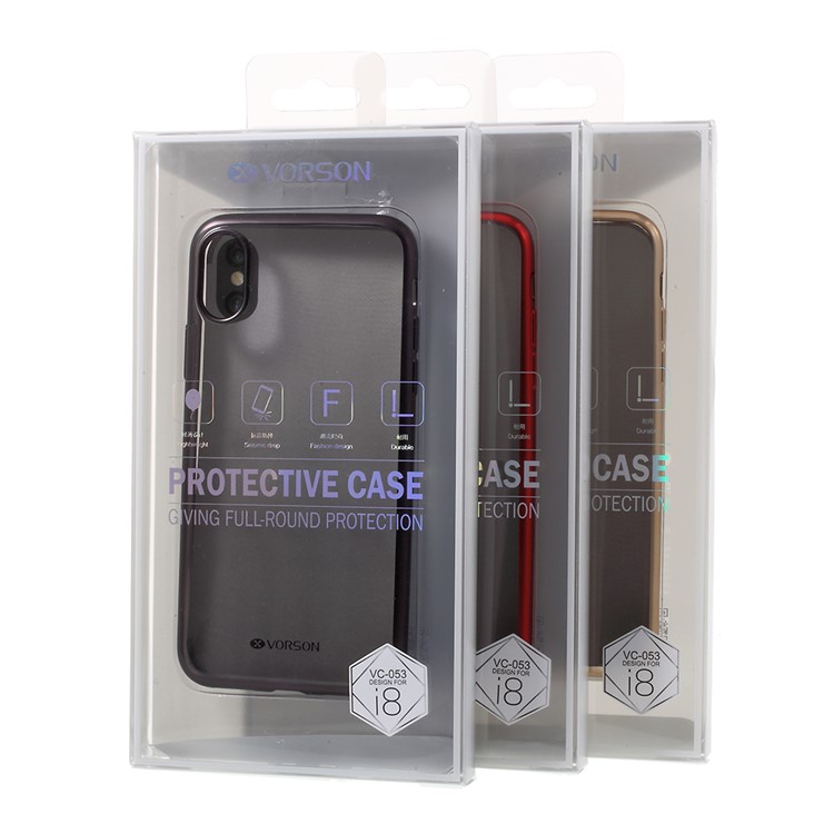 VORSON for iPhone X / 10 5.8 inch Crystal Clear Soft TPU Back Case - Black-7