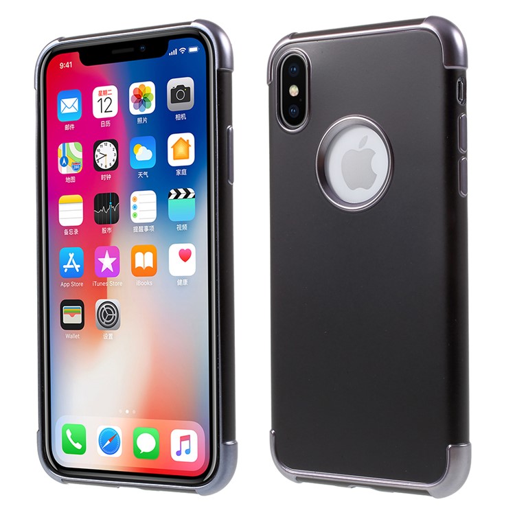 Matte Electroplated TPU Back Phone Case for iPhone X (Ten) - Grey-1