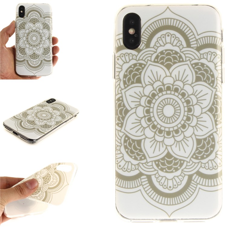 

IMD Patterned TPU Back Phone Case for iPhone X/XS 5.8(Ten) 5.8 inch - Henna Lotus