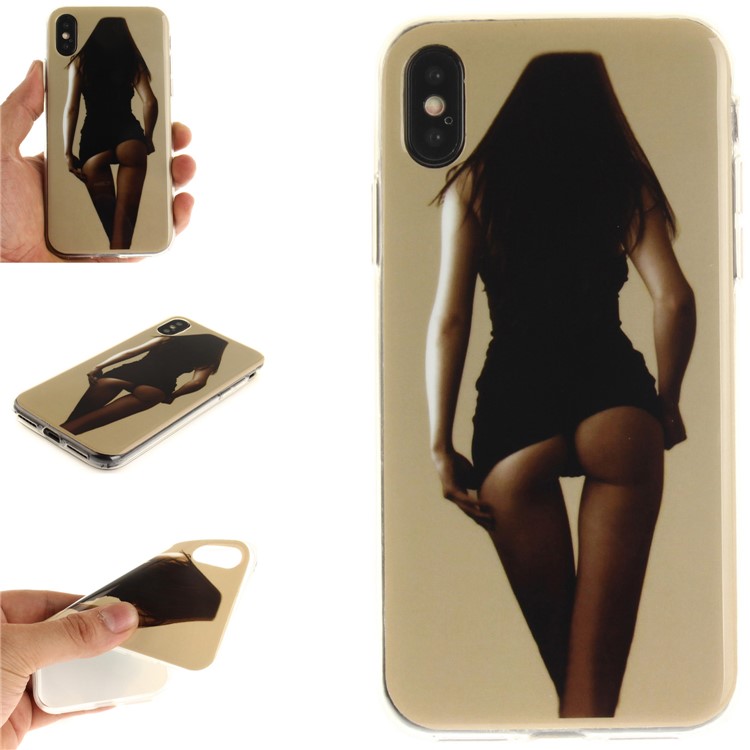 

For iPhone X/XS 5.8(Ten) 5.8 inch Patterned IMD TPU Back Phone Cover Case - Hot Girl