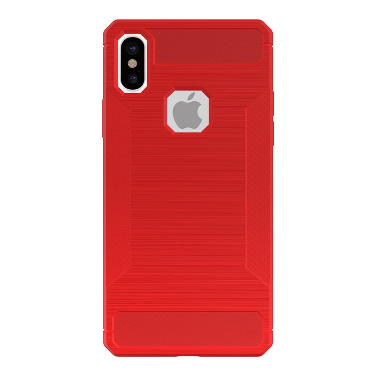 Anti-slip TPU Brushed Mobile Case for iPhone X 5.8 inch - Red-2