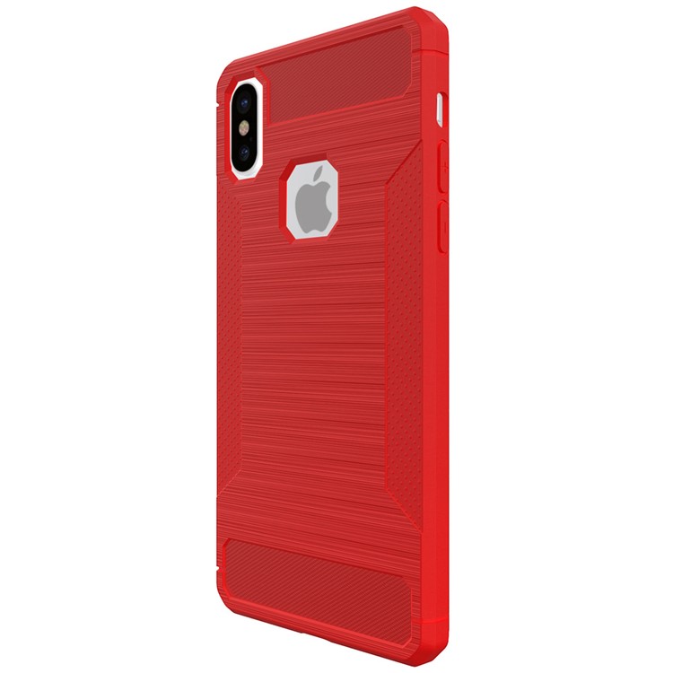 Anti-slip TPU Brushed Mobile Case for iPhone X 5.8 inch - Red-3