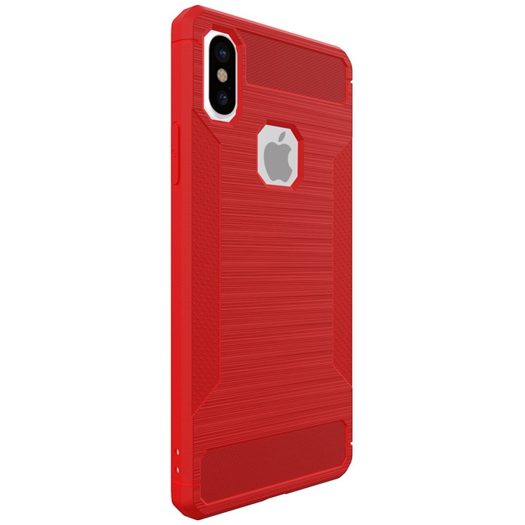 Anti-slip TPU Brushed Mobile Case for iPhone X 5.8 inch - Red-4