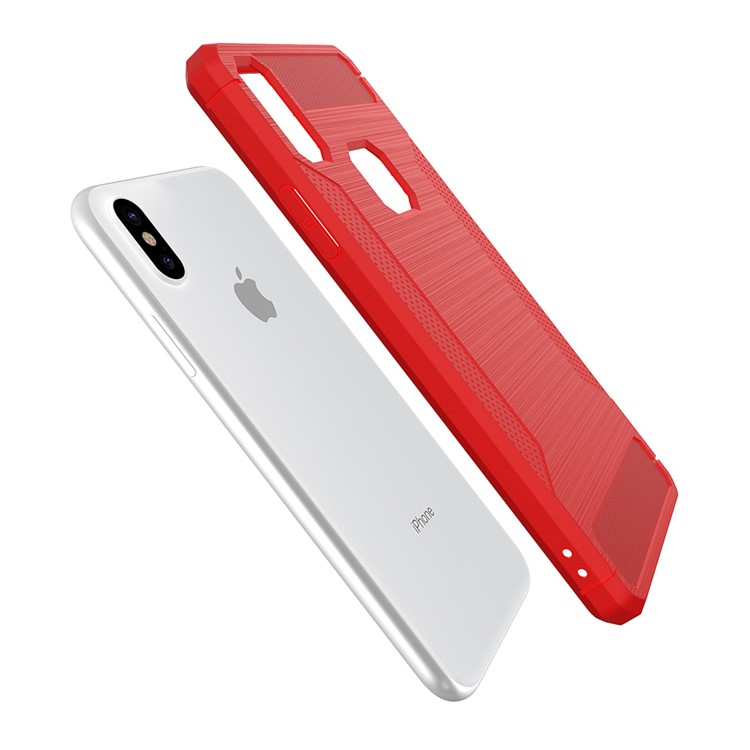 Anti-slip TPU Brushed Mobile Case for iPhone X 5.8 inch - Red-5