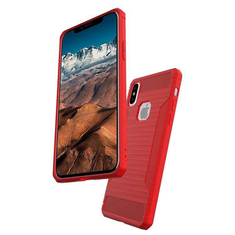 Anti-slip TPU Brushed Mobile Case for iPhone X 5.8 inch - Red-6