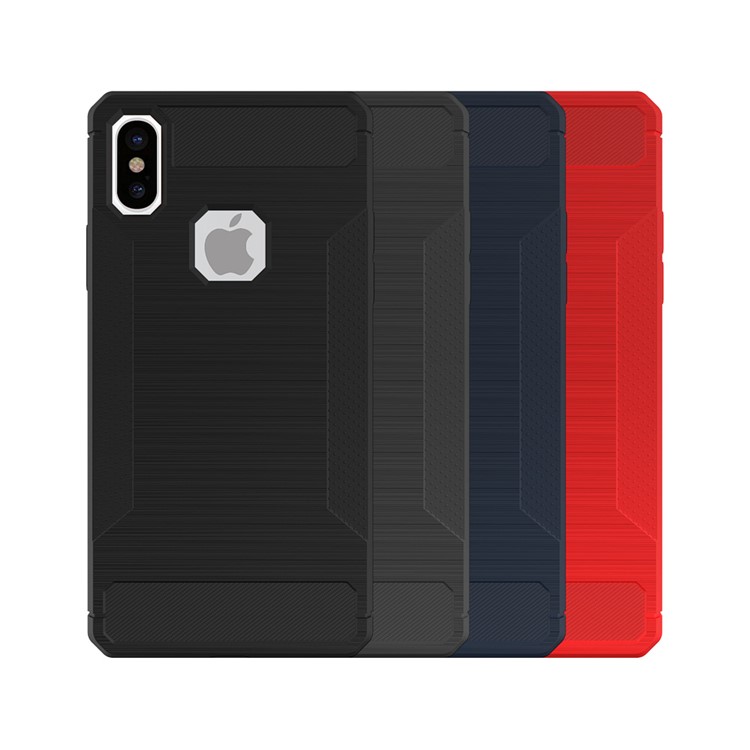 Anti-slip TPU Brushed Mobile Case for iPhone X 5.8 inch - Red-8