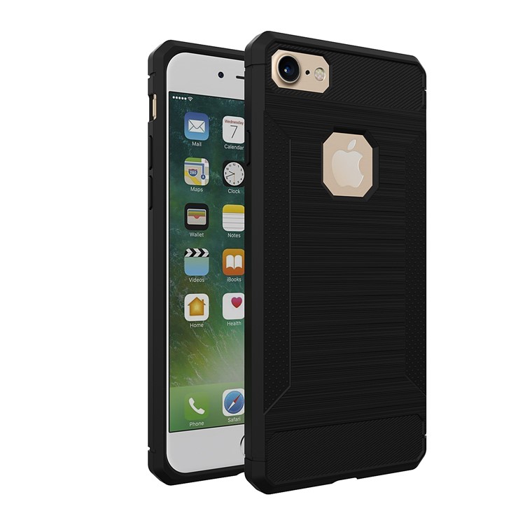 Anti-slip Carbon Fiber Texture Brushed Matte TPU Case for iPhone 8 / 7 4.7 inch - Black-1